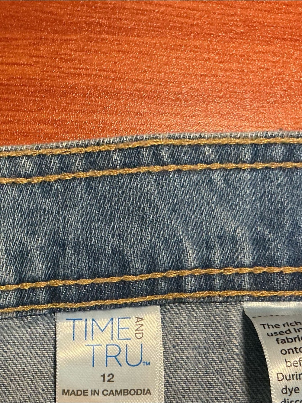 Time and Tru stressed look light Blue Denim drop waist Maxi skirt - Picture 8 of 8